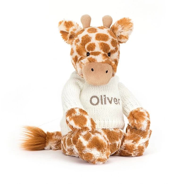 Bashful Giraffe With Personalised Cream Jumper 3 Bashful Giraffe With Personalised Cream Jumper