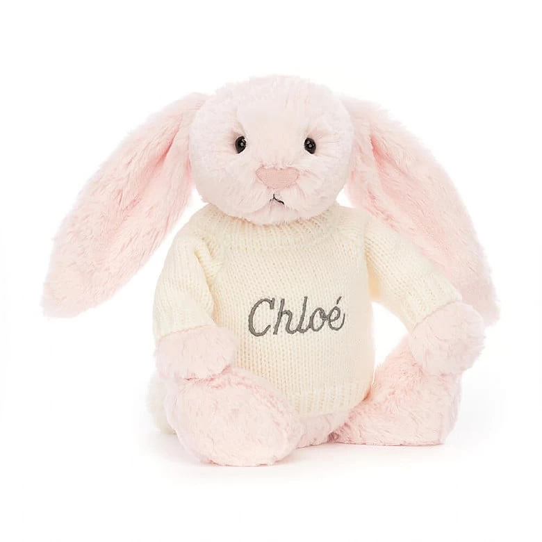 Bashful Pink Bunny With Personalised Cream Jumper 3 Bashful Pink Bunny With Personalised Cream Jumper