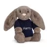 Bashful Truffle Bunny With Personalised Navy Jumper 1 Bashful Truffle Bunny With Personalised Navy Jumper -Stuffed Toys JUMPNBAS3BTR