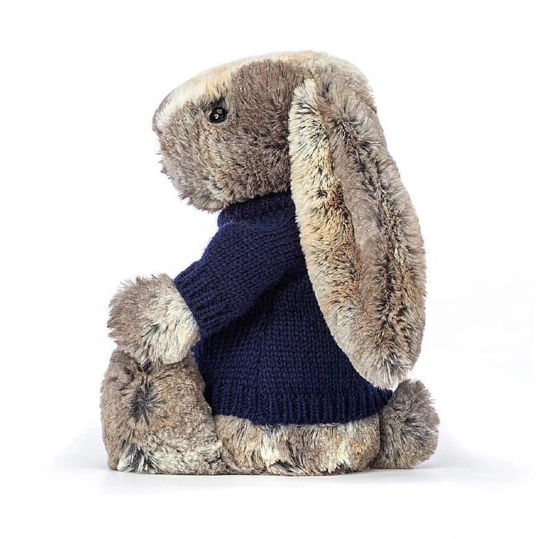 Bashful Cottontail Bunny With Personalised Navy Jumper 4 Bashful Cottontail Bunny With Personalised Navy Jumper - Image 2