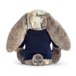 Bashful Cottontail Bunny With Personalised Navy Jumper 8 Bashful Cottontail Bunny With Personalised Navy Jumper -Stuffed Toys JUMPNBAS3BW 2