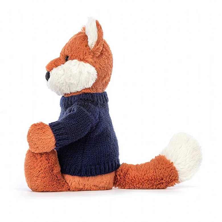 Bashful Fox Cub With Personalised Navy Jumper 4 Bashful Fox Cub With Personalised Navy Jumper - Image 2