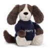 Bashful Fudge Puppy With Personalised Navy Jumper -Stuffed Toys JUMPNBAS3SPAN