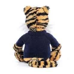 Bashful Tiger With Personalised Navy Jumper -Stuffed Toys JUMPNBAS3TIG 2