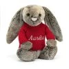 Bashful Cottontail Bunny With Personalised Red Jumper -Stuffed Toys JUMPRBAS3BW