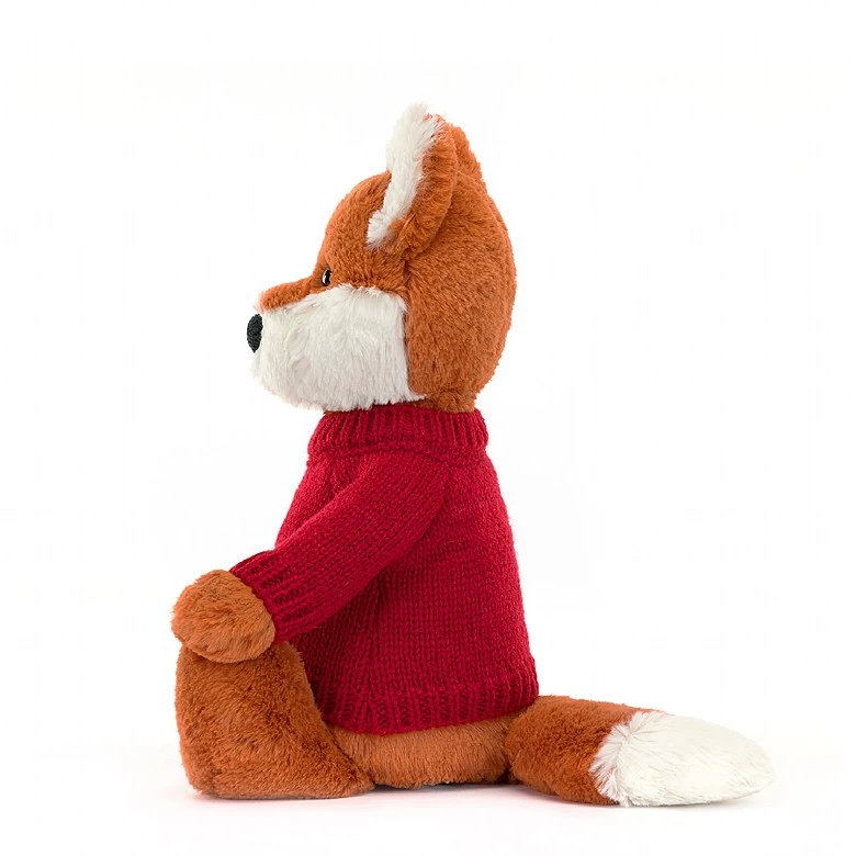 Bashful Fox Cub With Personalised Red Jumper 5 Bashful Fox Cub With Personalised Red Jumper - Image 3
