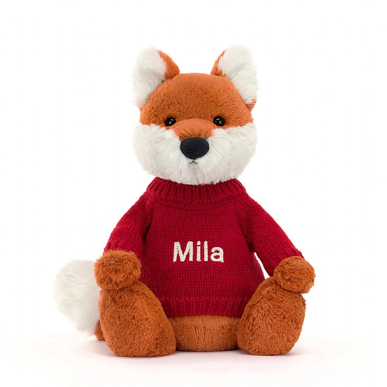 Bashful Fox Cub With Personalised Red Jumper 7 Bashful Fox Cub With Personalised Red Jumper - Image 5