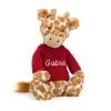 Bashful Giraffe With Personalised Red Jumper -Stuffed Toys JUMPRBAS3GN