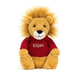 Bashful Lion With Personalised Red Jumper -Stuffed Toys JUMPRBAS3LION 4