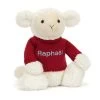 Bashful Lamb With Personalied Red Jumper 1 Bashful Lamb With Personalied Red Jumper -Stuffed Toys JUMPRBAS3LUS