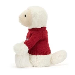 Bashful Lamb With Personalied Red Jumper -Stuffed Toys JUMPRBAS3LUS 2