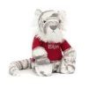 Bashful Snow Tiger With Personalised Red Jumper 1 Bashful Snow Tiger With Personalised Red Jumper -Stuffed Toys JUMPRBAS3SNT