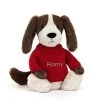Bashful Fudge Puppy With Personalised Red Jumper -Stuffed Toys JUMPRBAS3SPAN