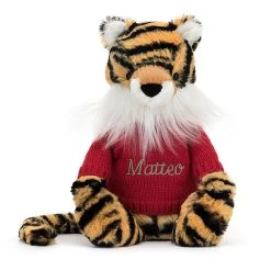 Bashful Tiger With Personalised Red Jumper 11 Bashful Tiger With Personalised Red Jumper -Stuffed Toys JUMPRBAS3TIG 4